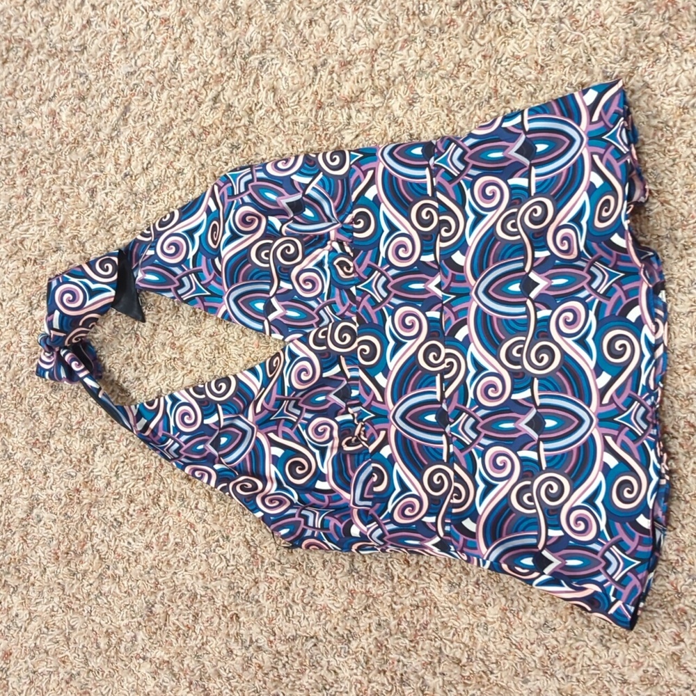 NWT 100% silk halter top Laundry by Shelli Segal pink black purple geometric M